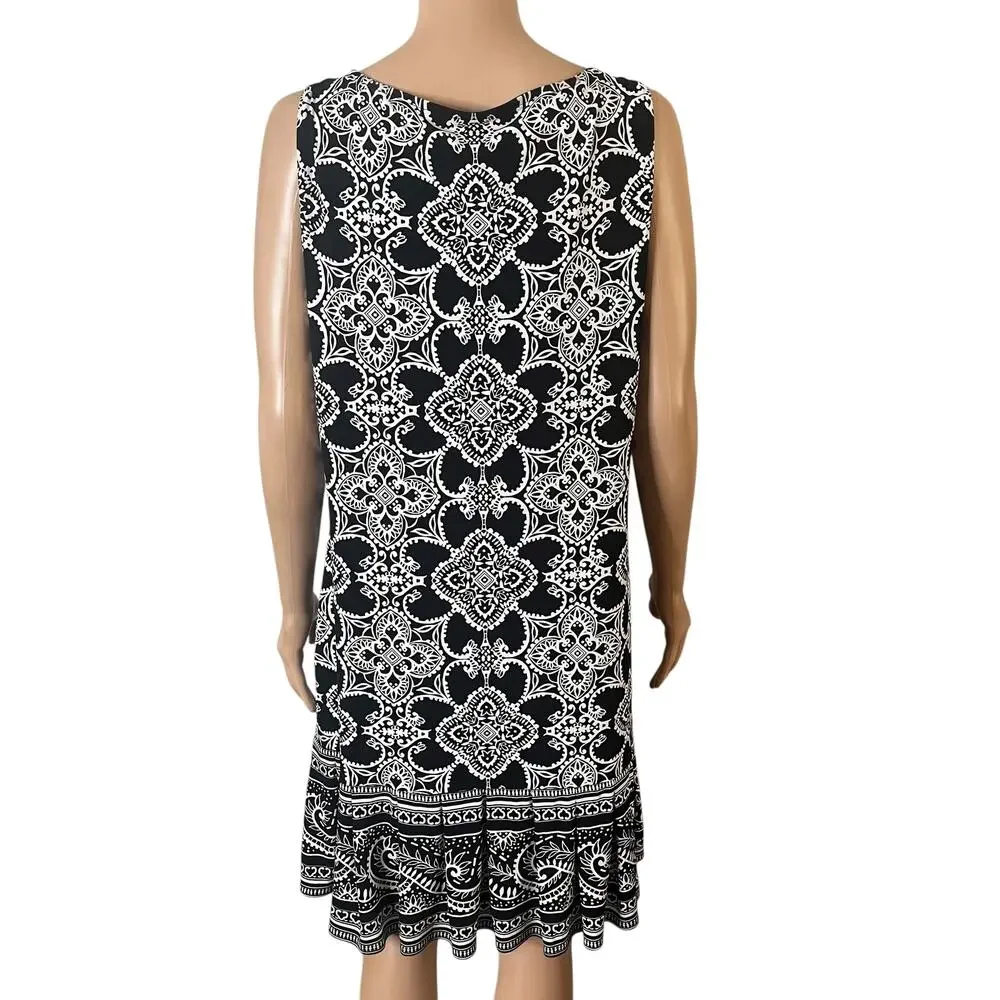 White House Black Market Dress Womens Large Black White Sleeveless Shift A-Line - Picture 3 of 11